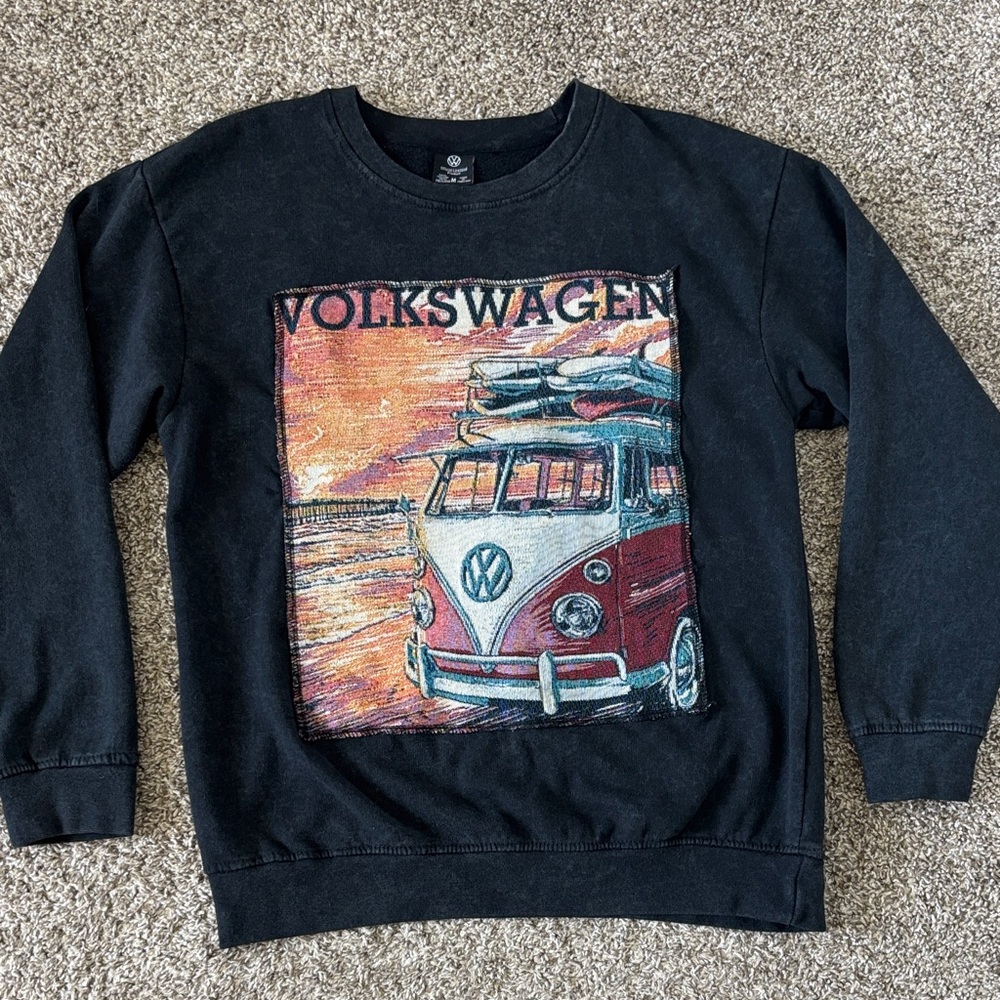 Volkswagen Bus Sweatshirt Black Dark Gray Crewneck Sz M Official Licensed